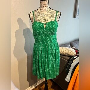 AUW Green Floral Mini Dress with Spaghetti Straps